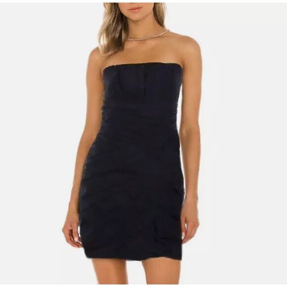 2/$30 Max And Cleo Taffeta Strapless Mini Dress Black Party Cocktail Size 4 - Picture 1 of 8